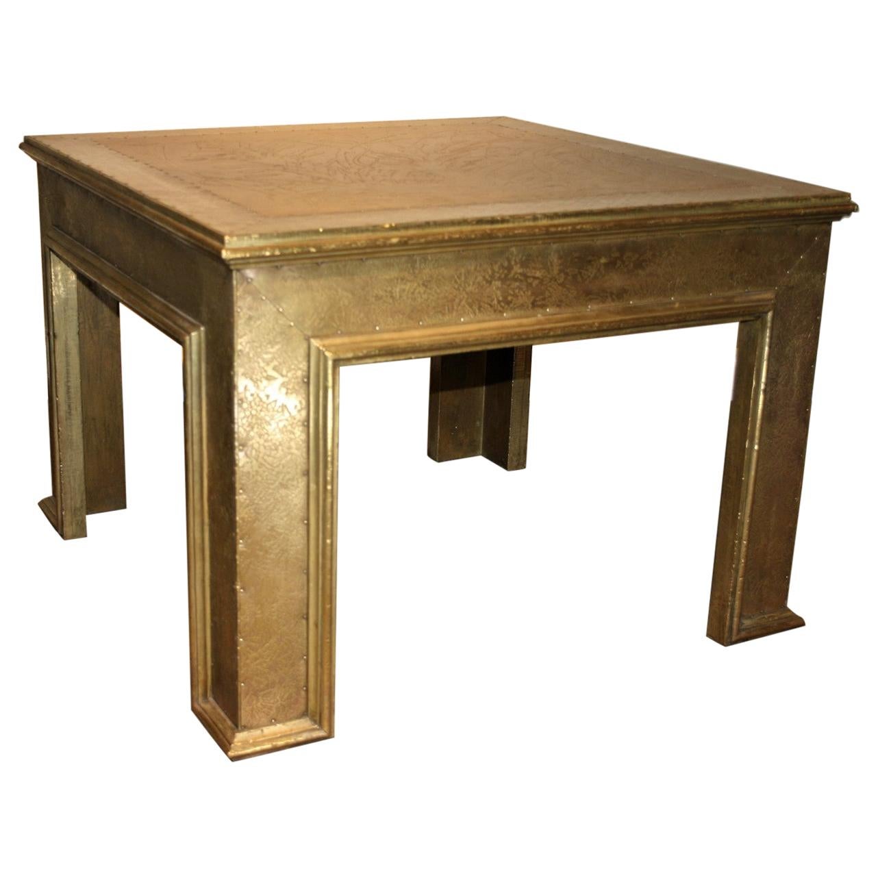Spanish Midcentury Brass Coffee Table For Sale