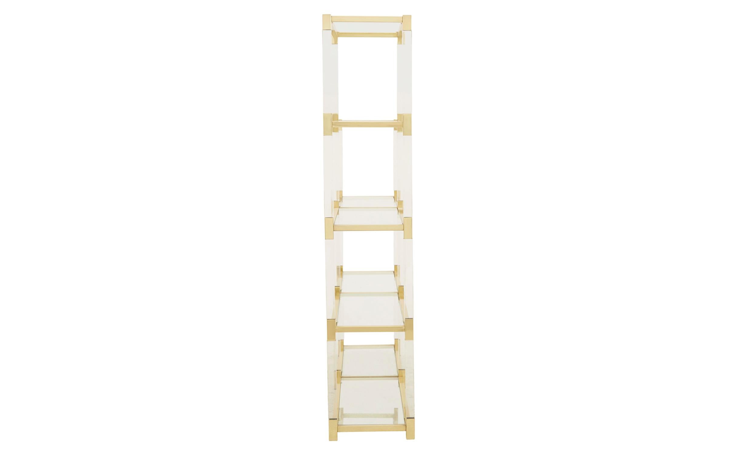 Hollywood Regency Spanish Midcentury Brass and Lucite Etagere