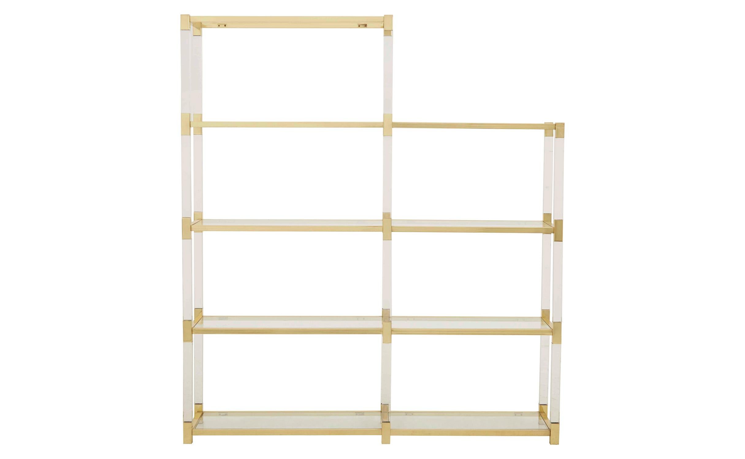 Spanish Midcentury Brass and Lucite Etagere In Good Condition In Chicago, IL