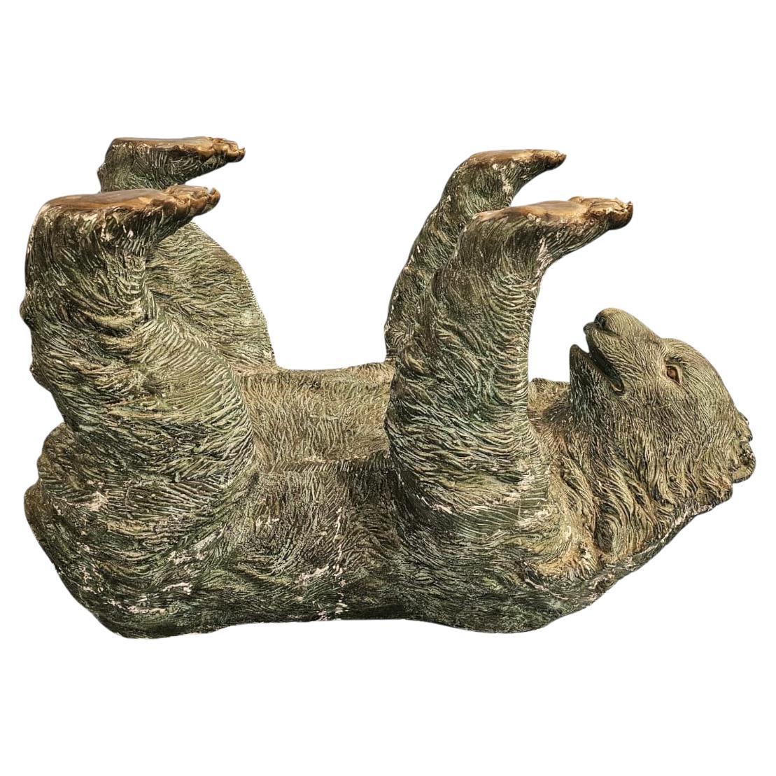 Spanish Mid-Century Bronze Bear Sculpture, 1950s
