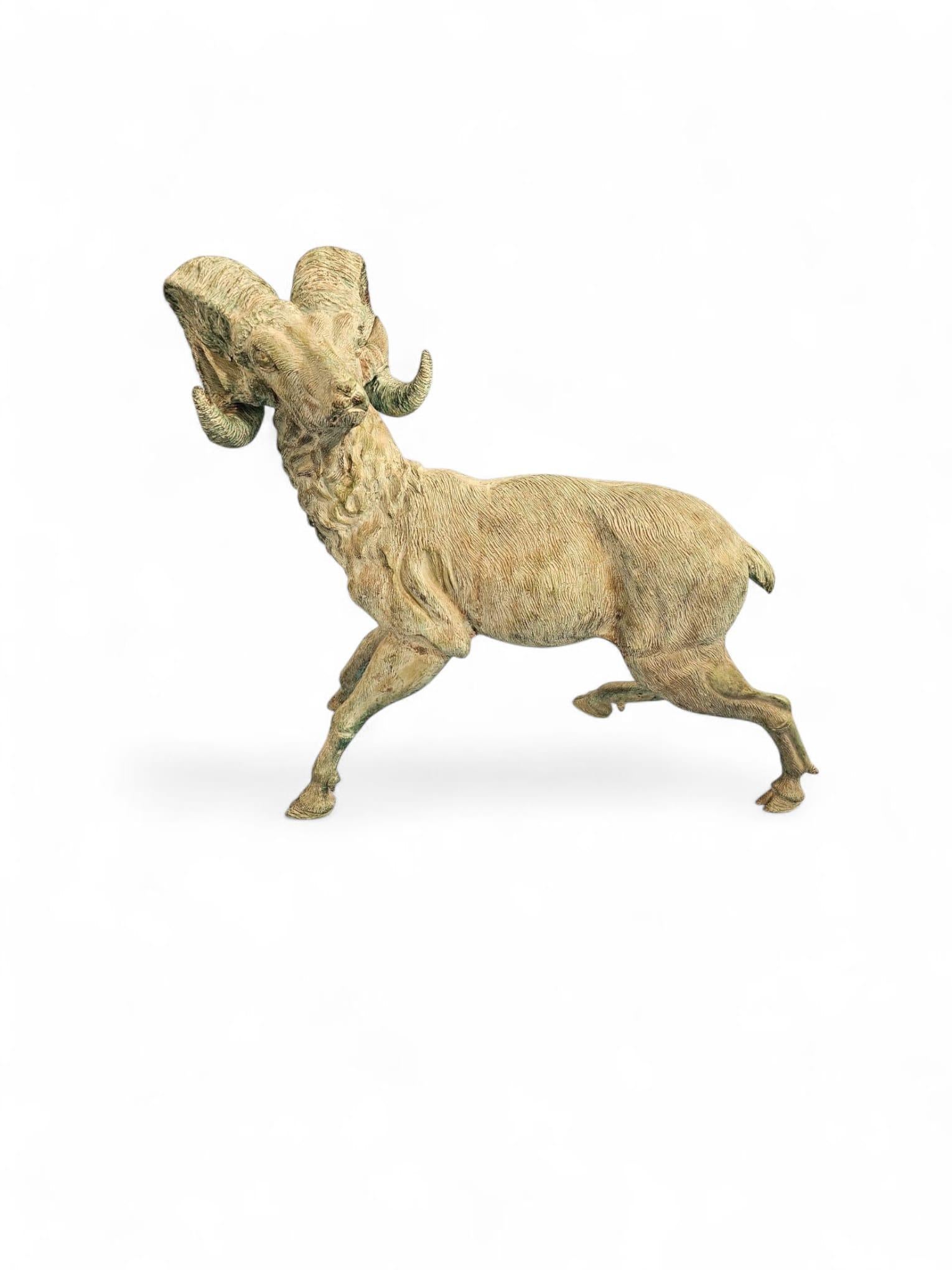 20th Century Spanish Mid-Century Bronze Mouflon Ram Sculpture, 1950s For Sale
