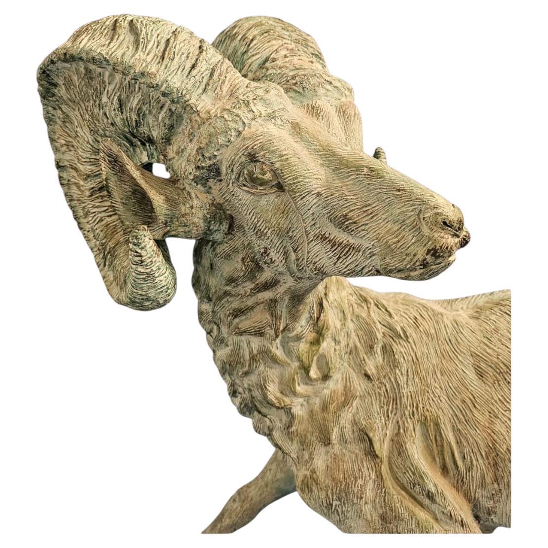 Spanish Mid-Century Bronze Mouflon Ram Sculpture, 1950s