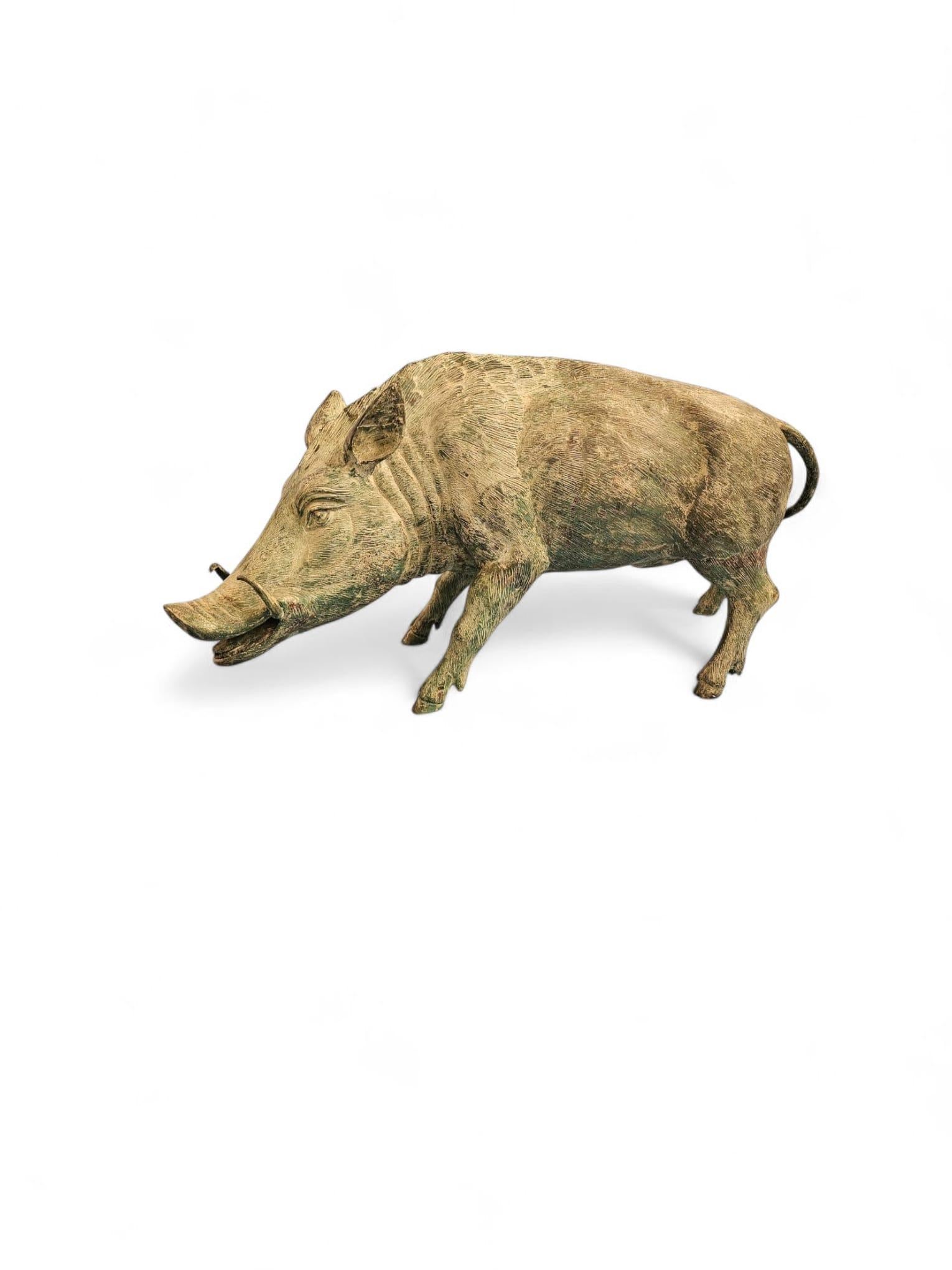 Mid-Century Modern Spanish Mid-Century Bronze Wild Boar Sculpture, 1950s For Sale