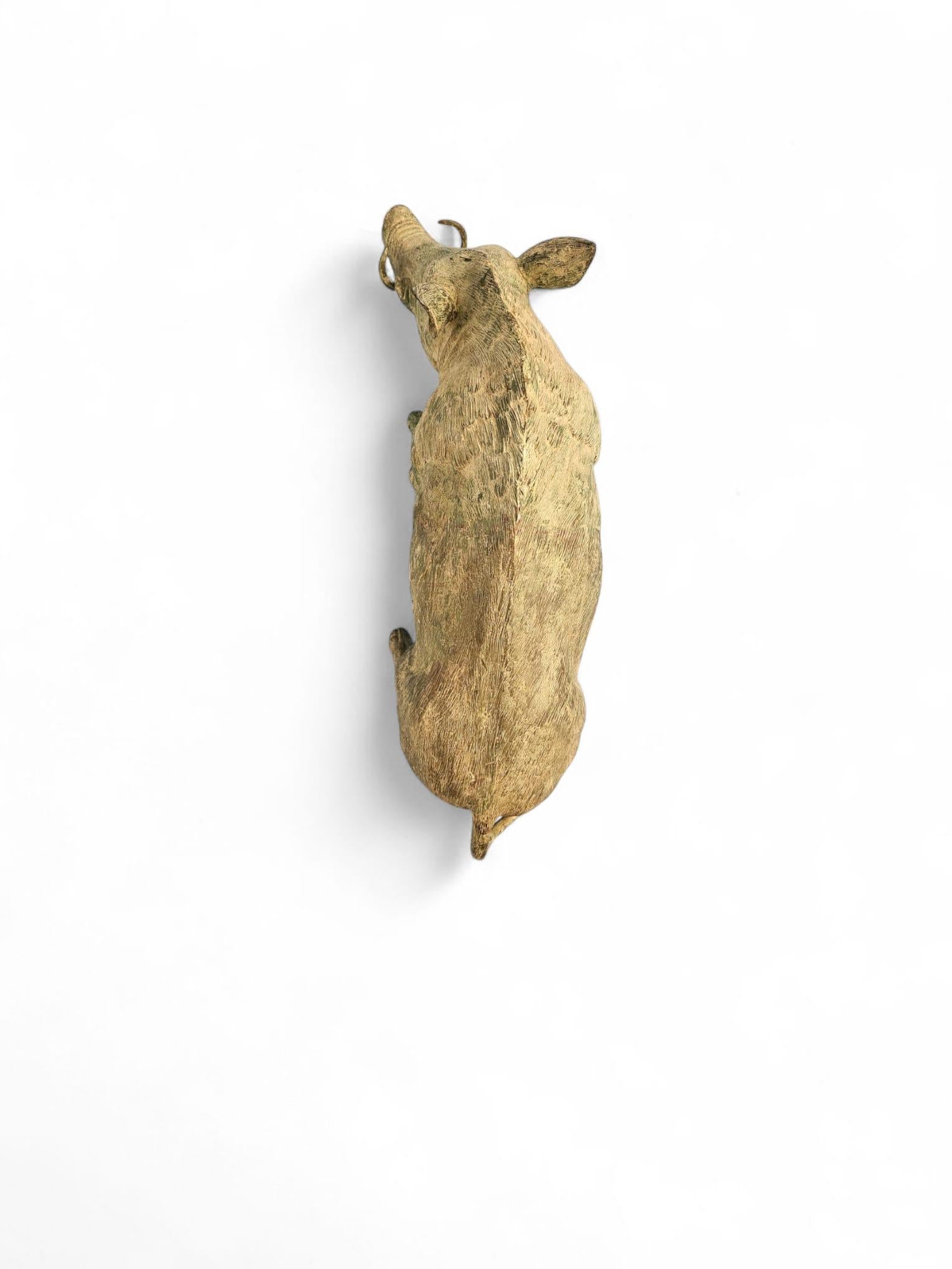 Spanish Mid-Century Bronze Wild Boar Sculpture, 1950s For Sale 1