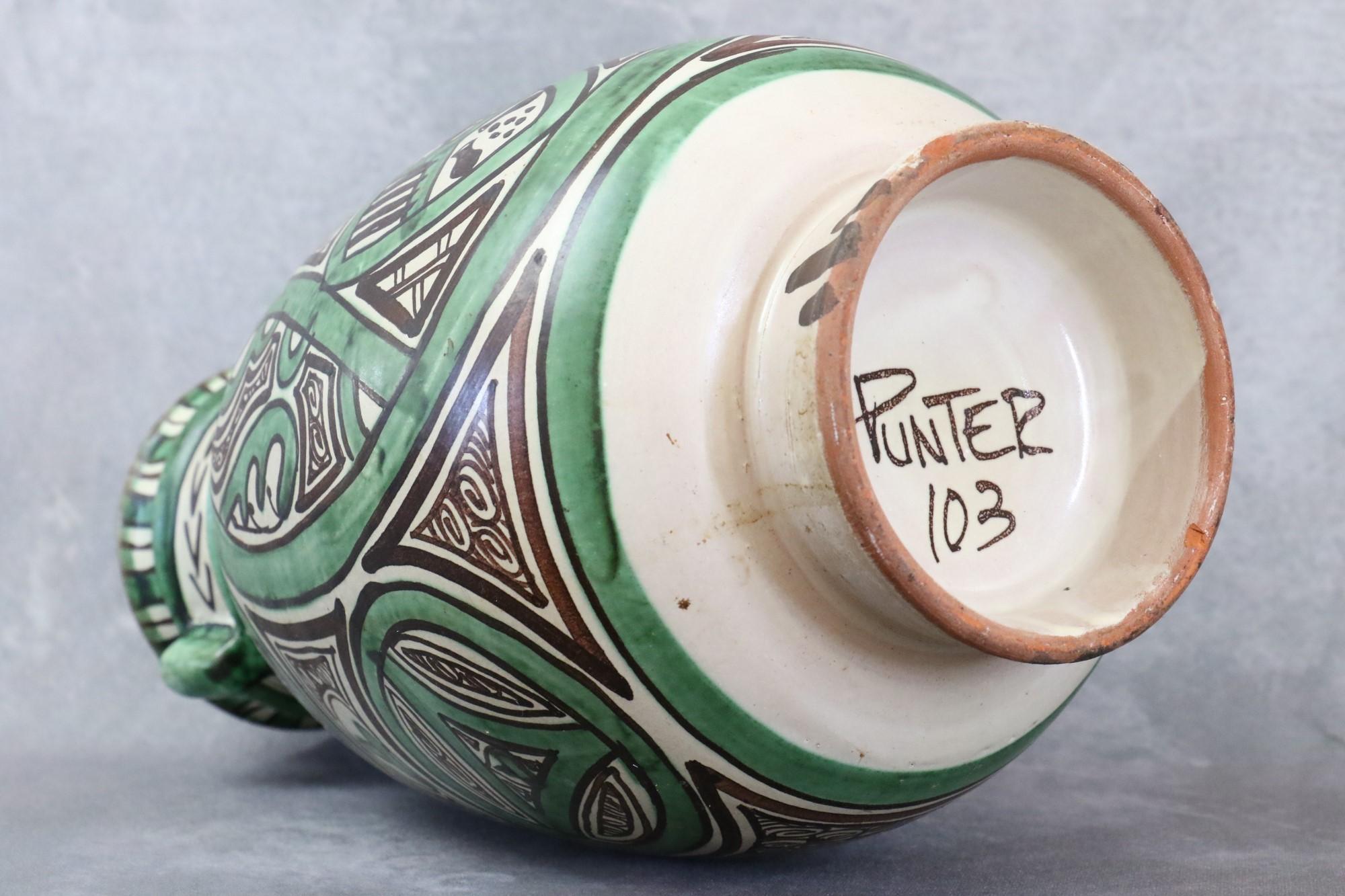 Spanish Mid-Century Ceramic Vase, Signed Punter, Hand Painted Domingo Punter For Sale 1