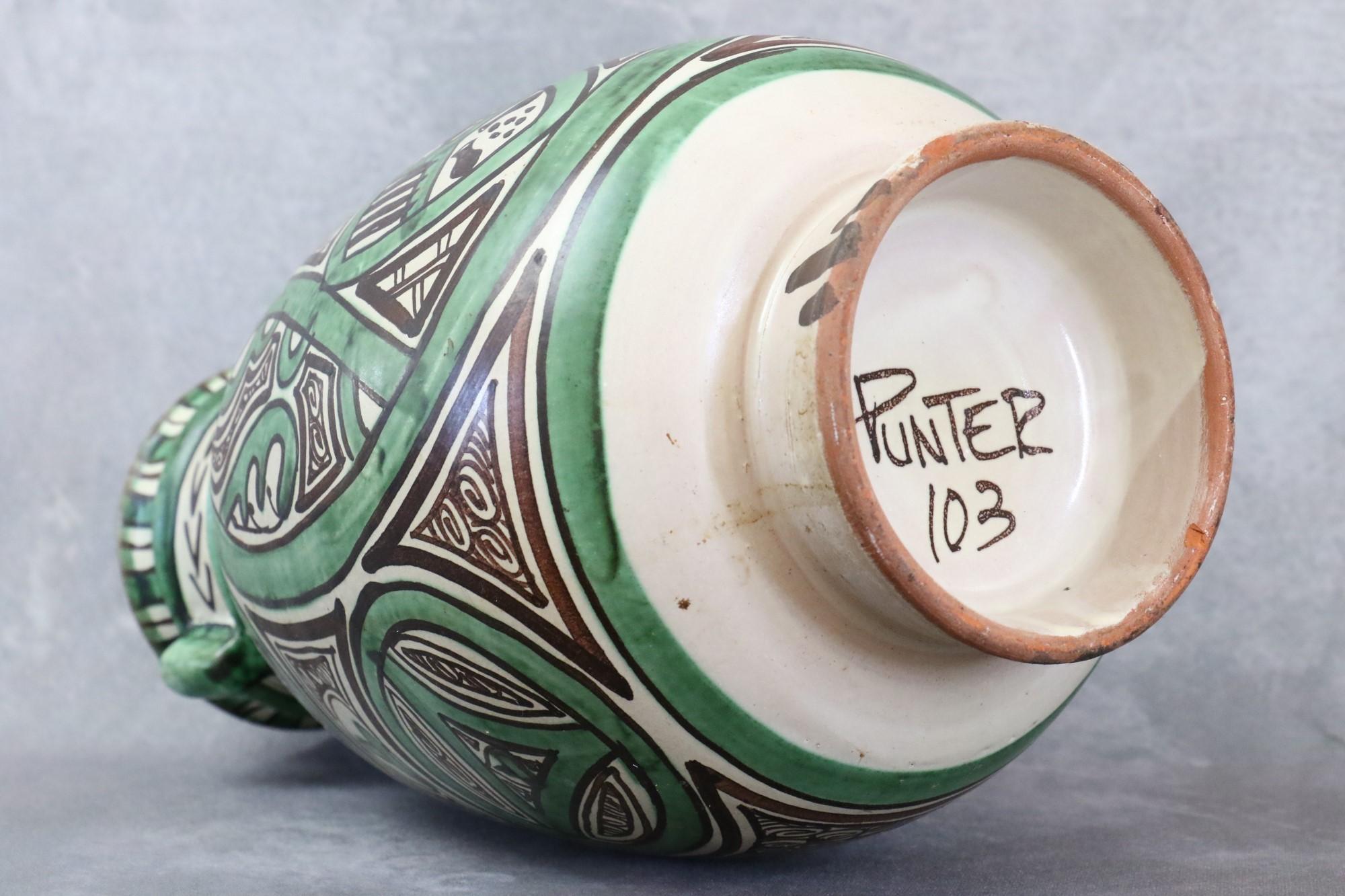 Vaso in ceramica spagnolo di metà secolo, firmato Punter, dipinto a mano Domingo Punter in vendita 3