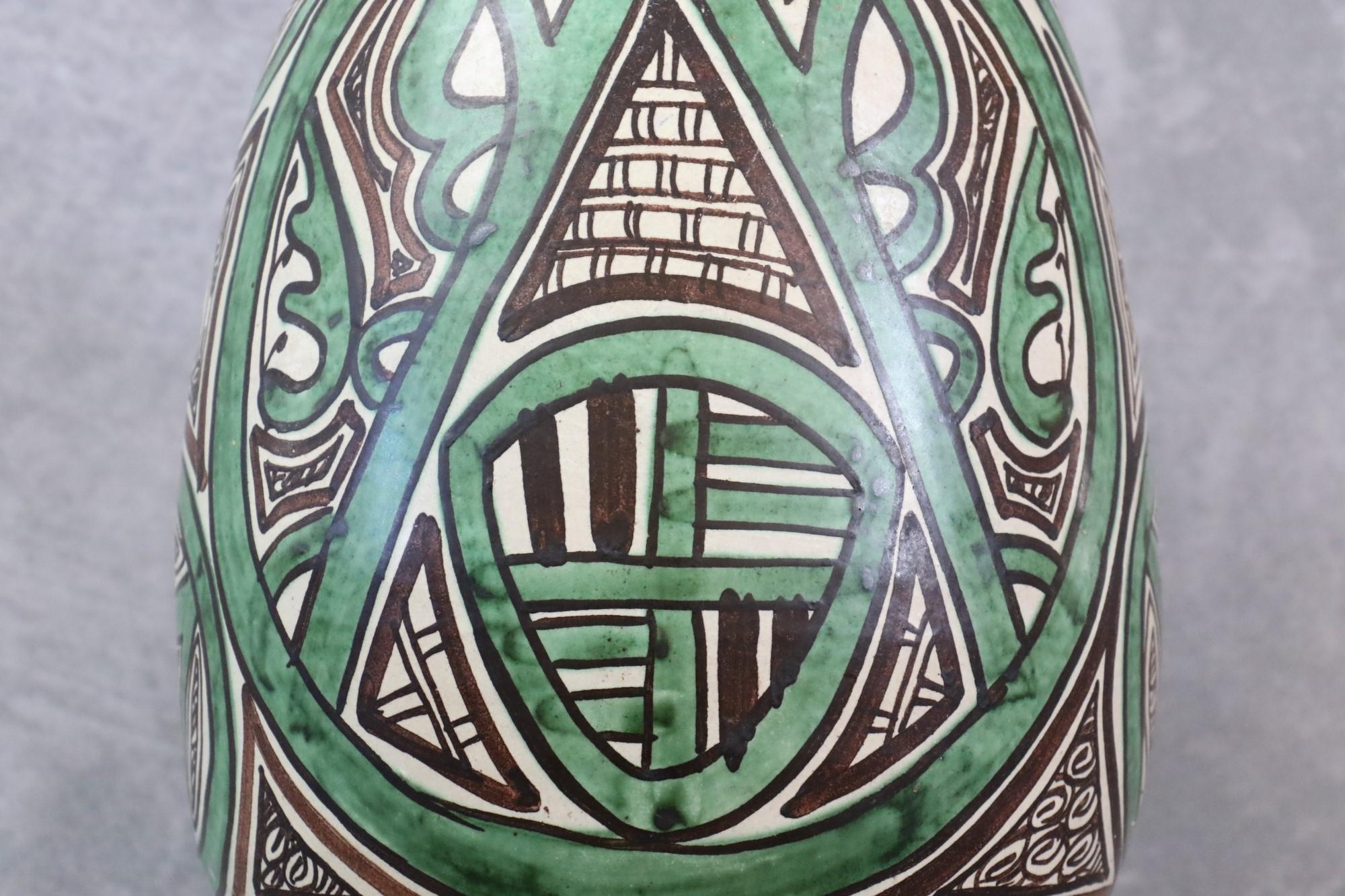 Smaltato Vaso in ceramica spagnolo di metà secolo, firmato Punter, dipinto a mano Domingo Punter in vendita