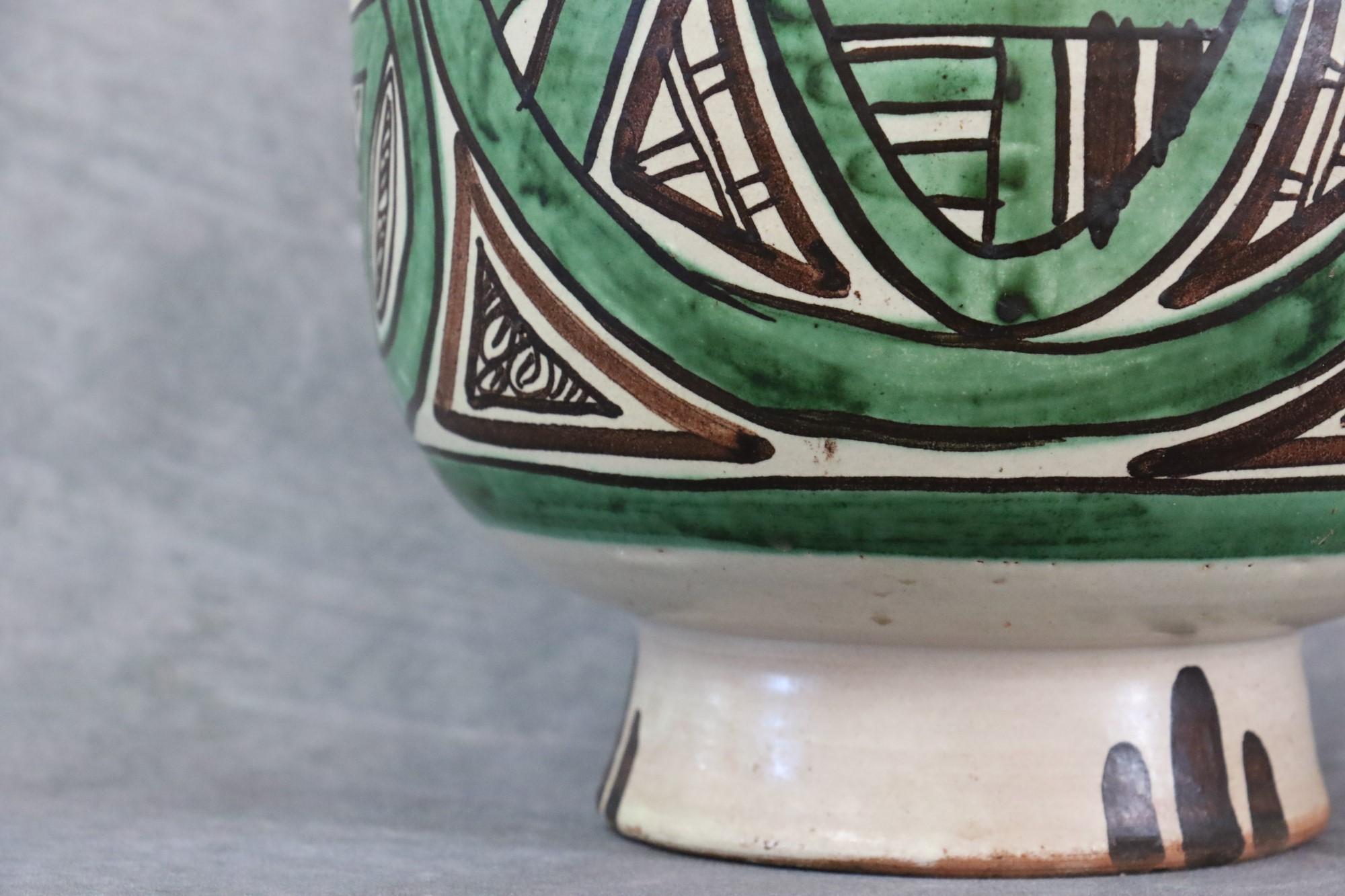 Mid-Century Modern Spanish Mid-Century Ceramic Vase, Signed Punter, Hand Painted Domingo Punter For Sale
