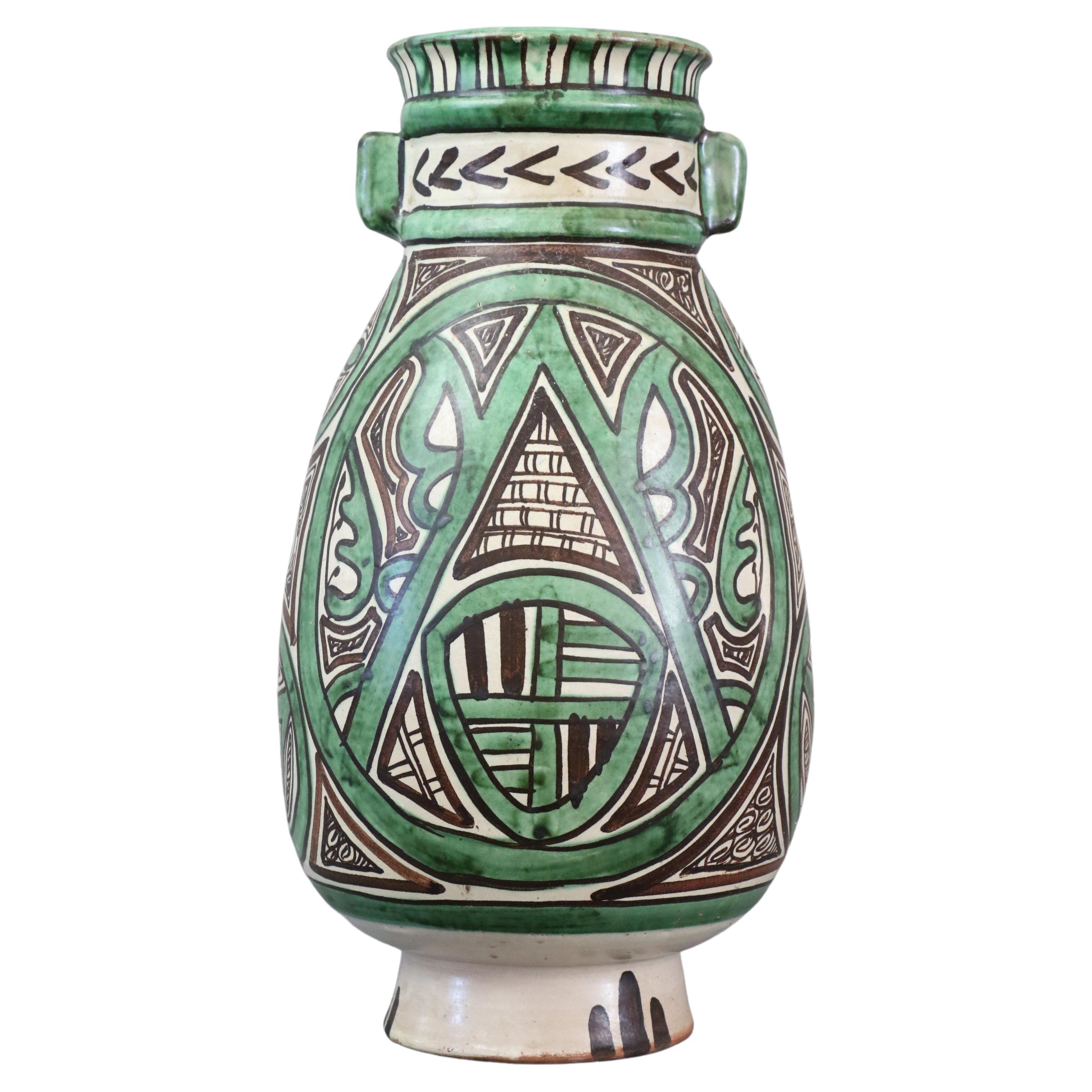 Vase en céramique espagnole du milieu du siècle dernier, signé Punter, peint à la main Domingo Punter