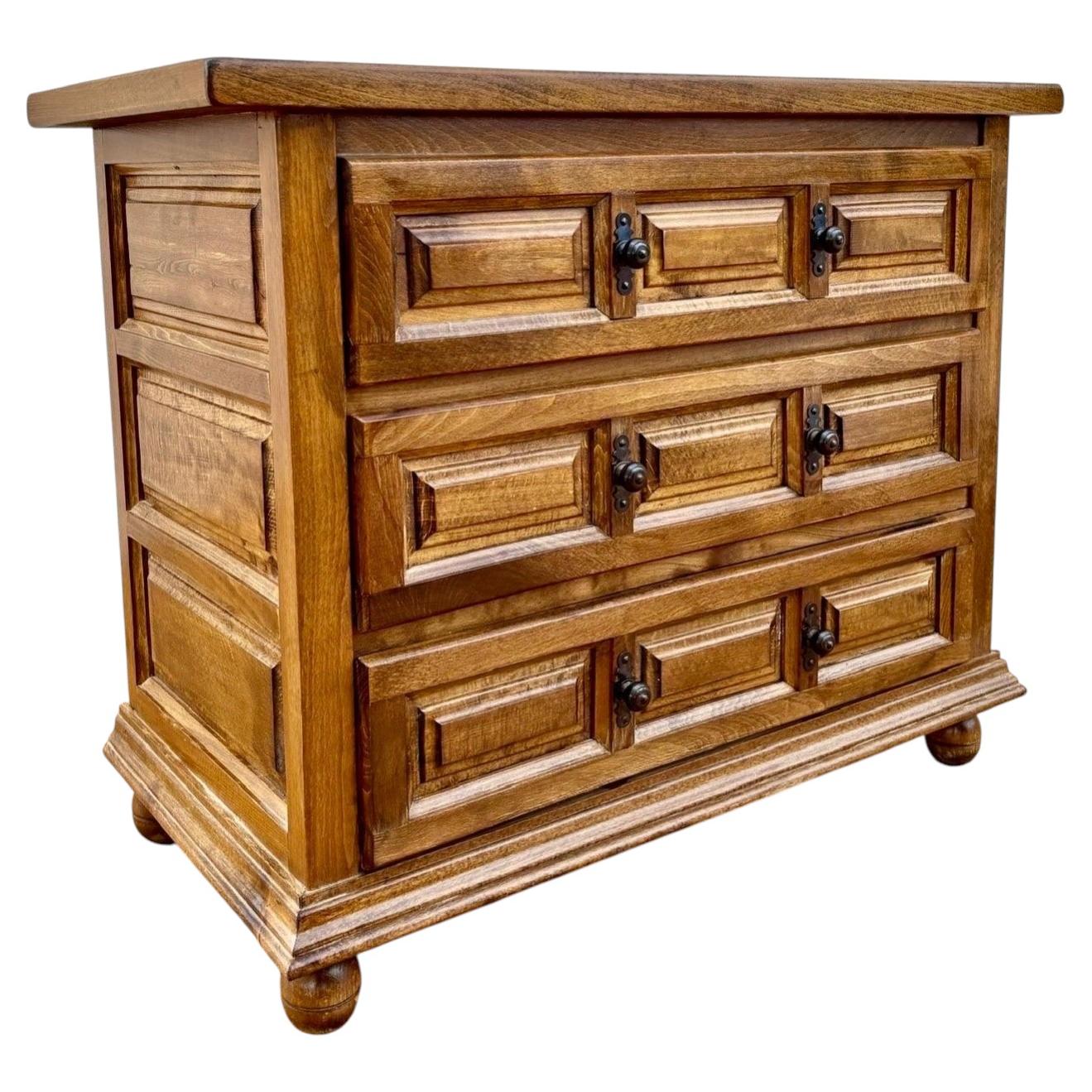 Spanish Mid-Century Chest of Drawers with Paneled Front For Sale