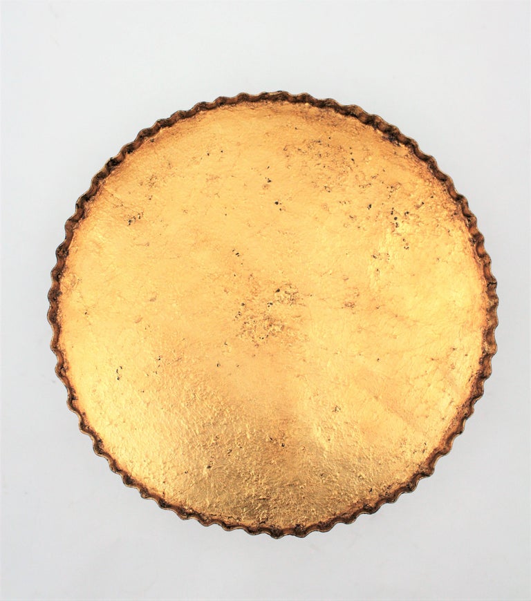 Spanish MidCentury Modern Gold Leaf Gilt Iron Drinks Table, Side Table or Stand at 1stdibs