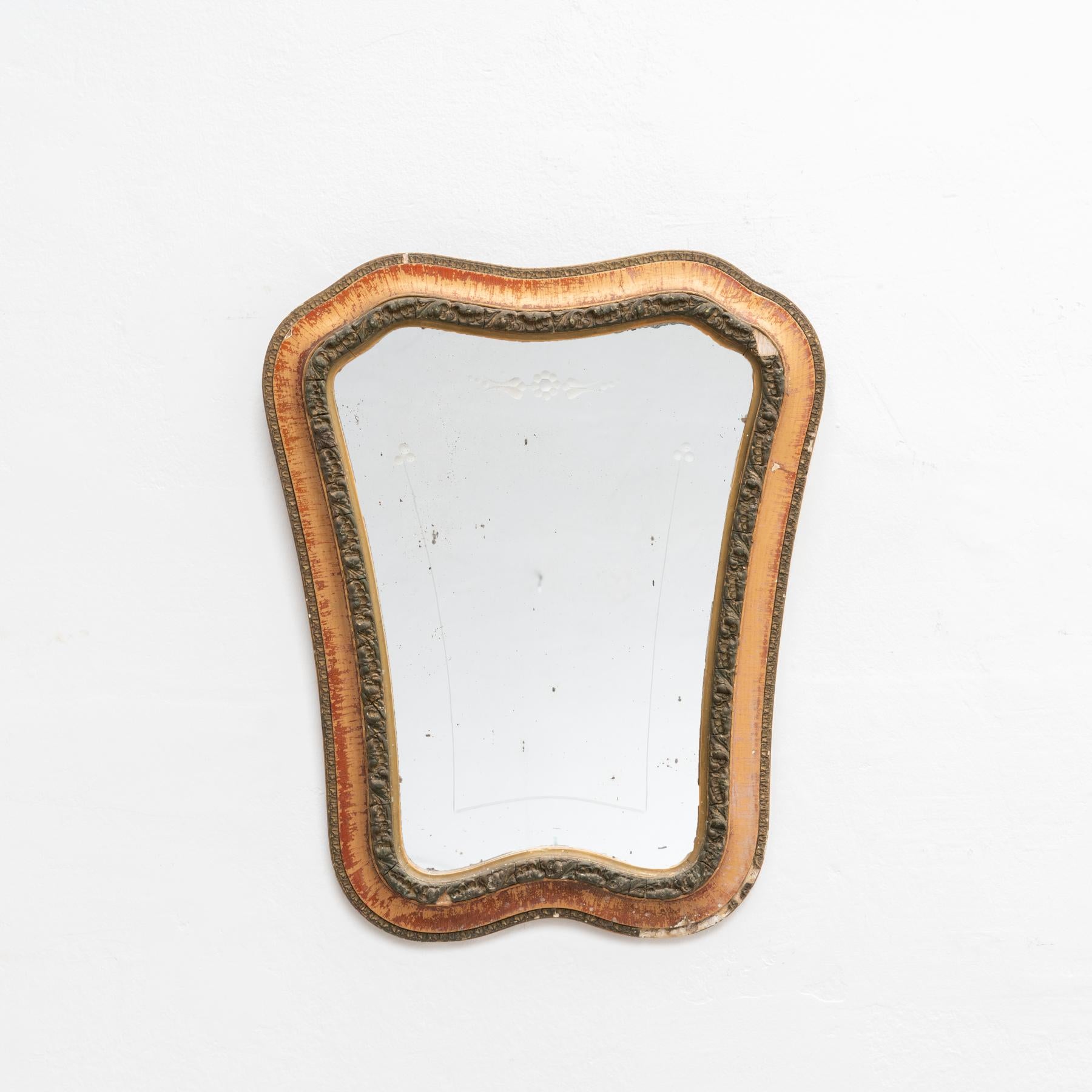 Spanish Mid-Century Modern Handcrafted Wood Mirror, circa 1950 For Sale 6
