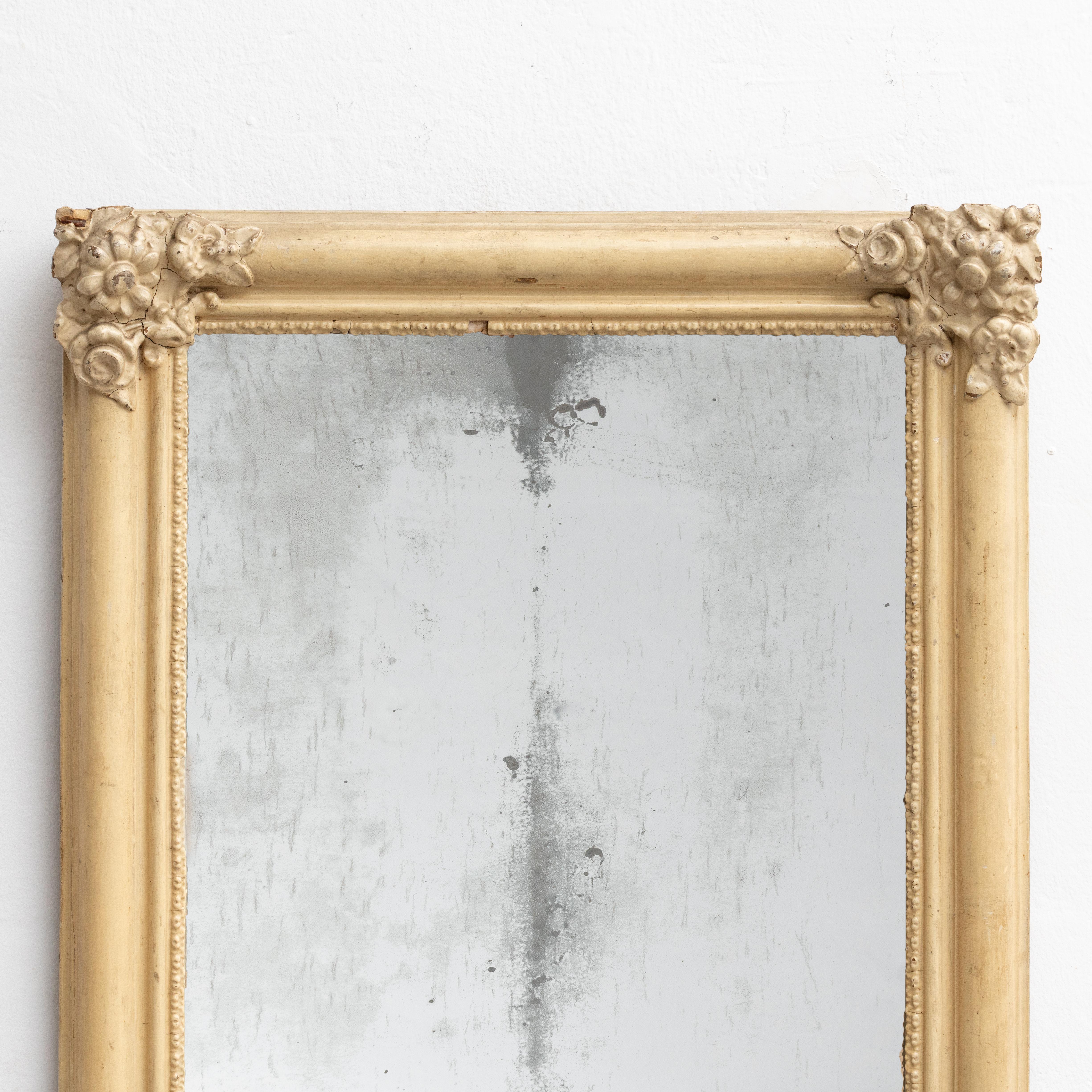 Spanish Mid-Century Modern Handcrafted Wood Mirror, circa 1950 For Sale 8