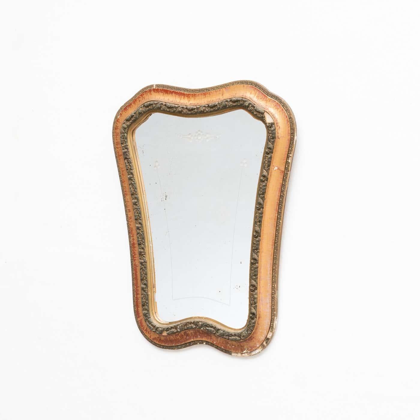 Mid-Century Modern Miroir espagnol moderne en bois fabriqué à la main, datant d'environ 1950 en vente
