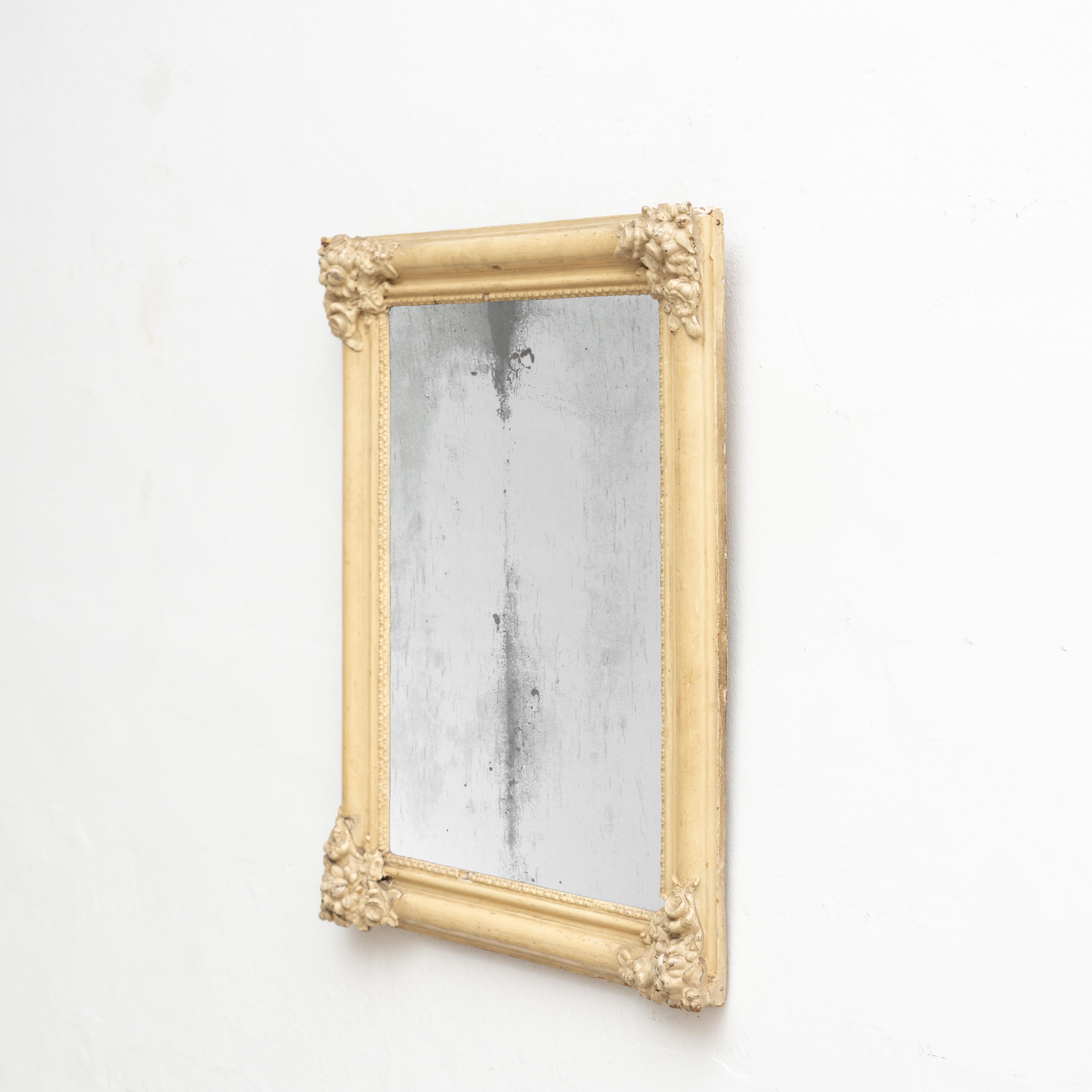 Mid-20th Century Spanish Mid-Century Modern Handcrafted Wood Mirror, circa 1950 For Sale