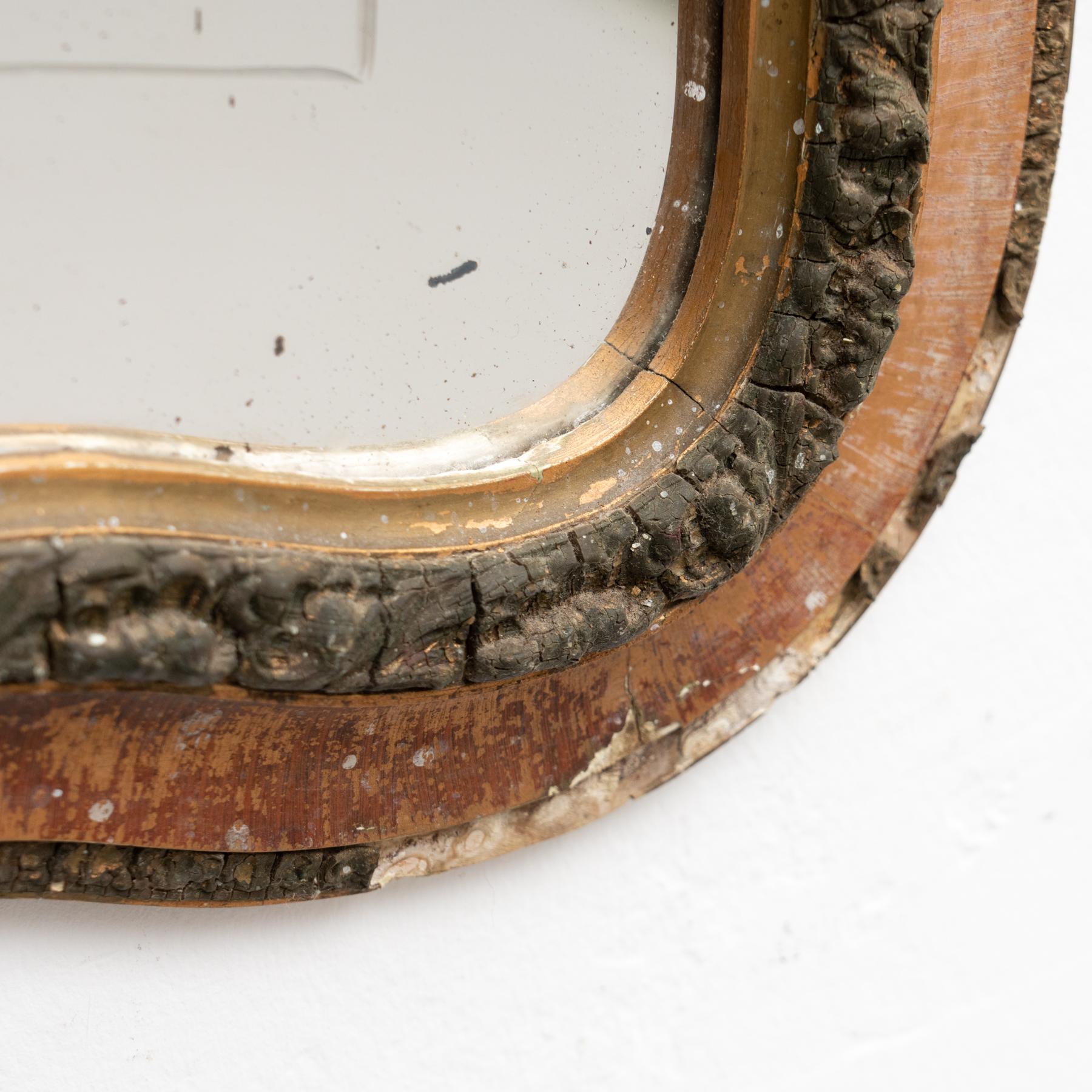 Spanish Mid-Century Modern Handcrafted Wood Mirror, circa 1950 For Sale 2