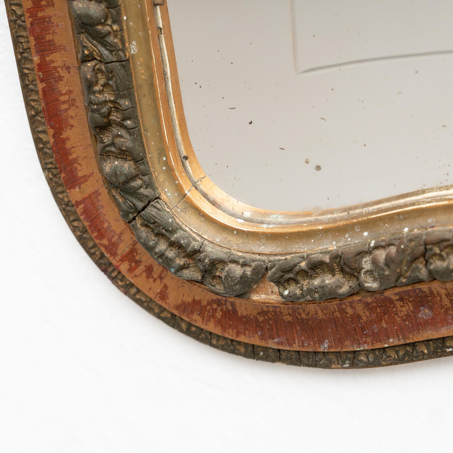 Spanish Mid-Century Modern Handcrafted Wood Mirror, circa 1950 For Sale 3
