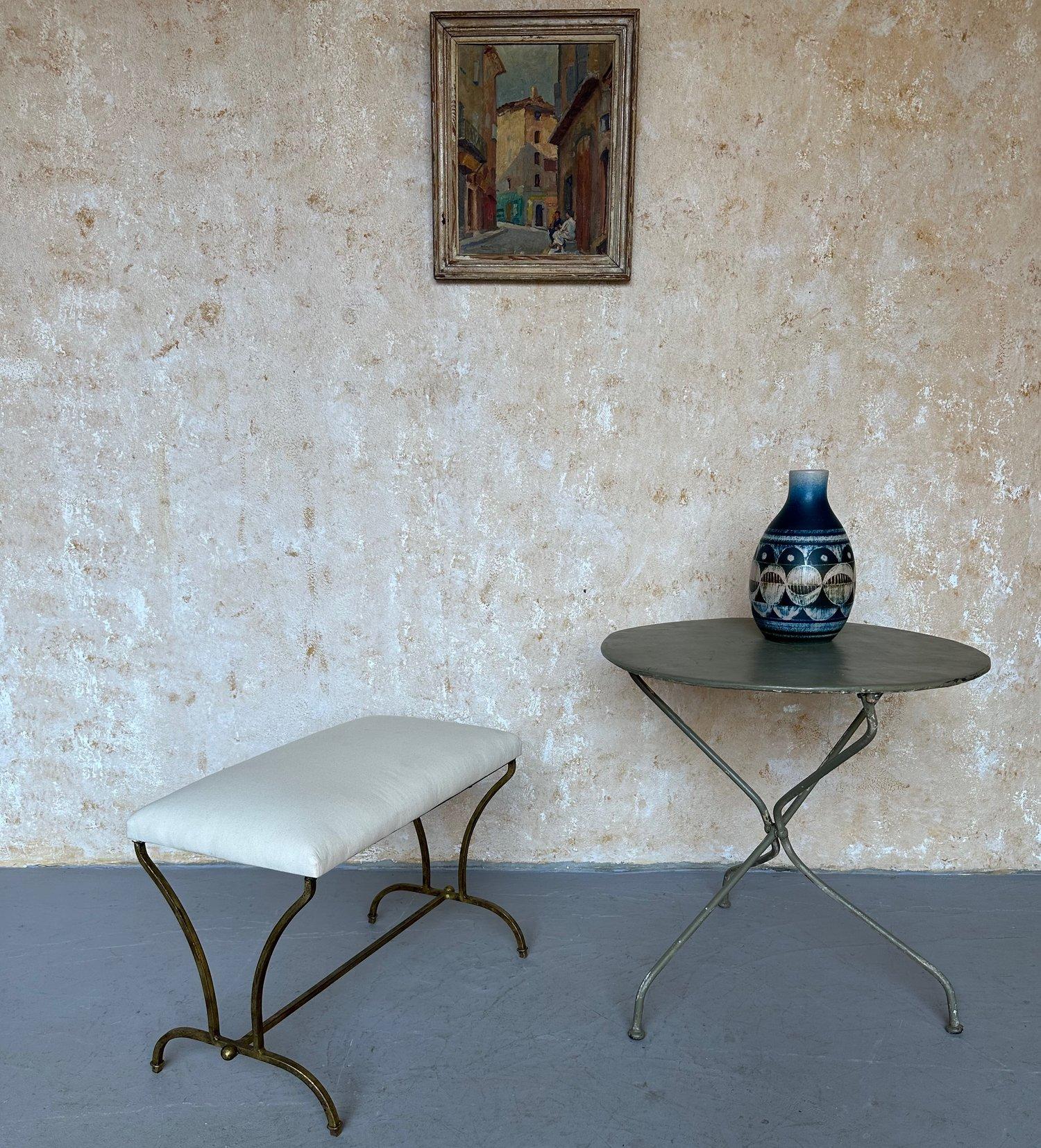 Mid-Century moderno Panchina spagnola in ferro della metà del secolo scorso con base ad arco in vendita