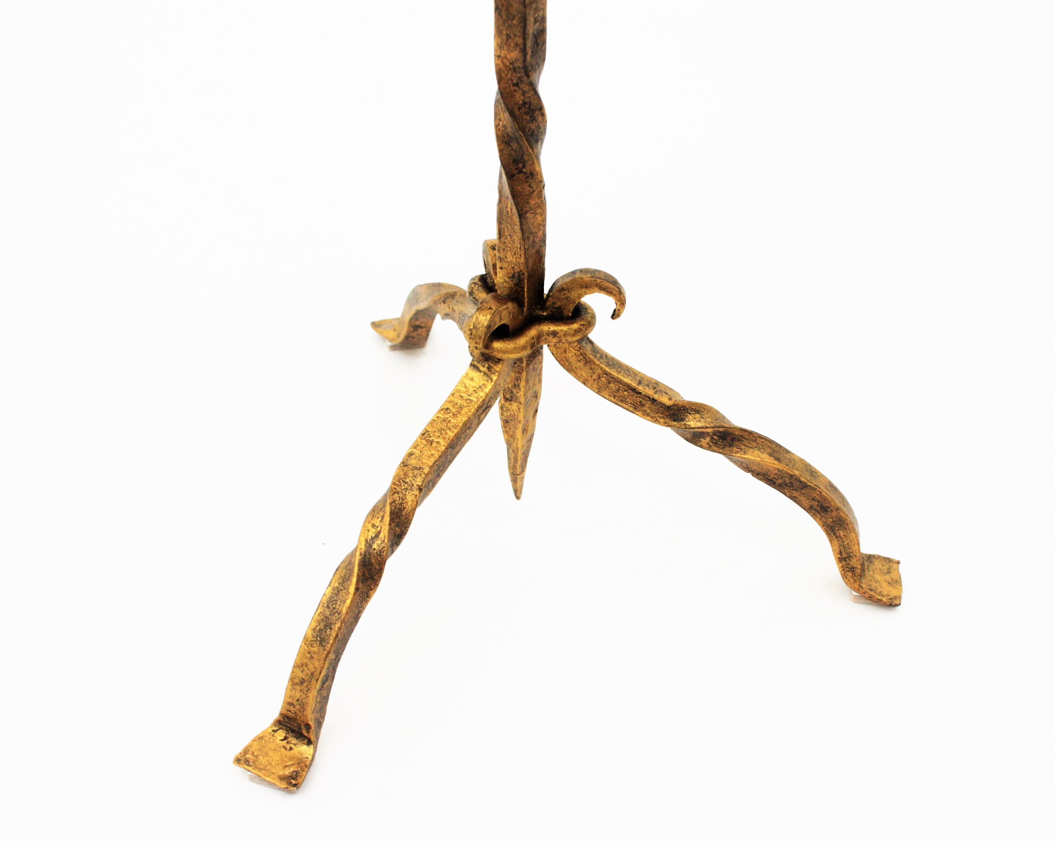 Spanish Tripod Planter in Gilt Wrought Iron For Sale 6