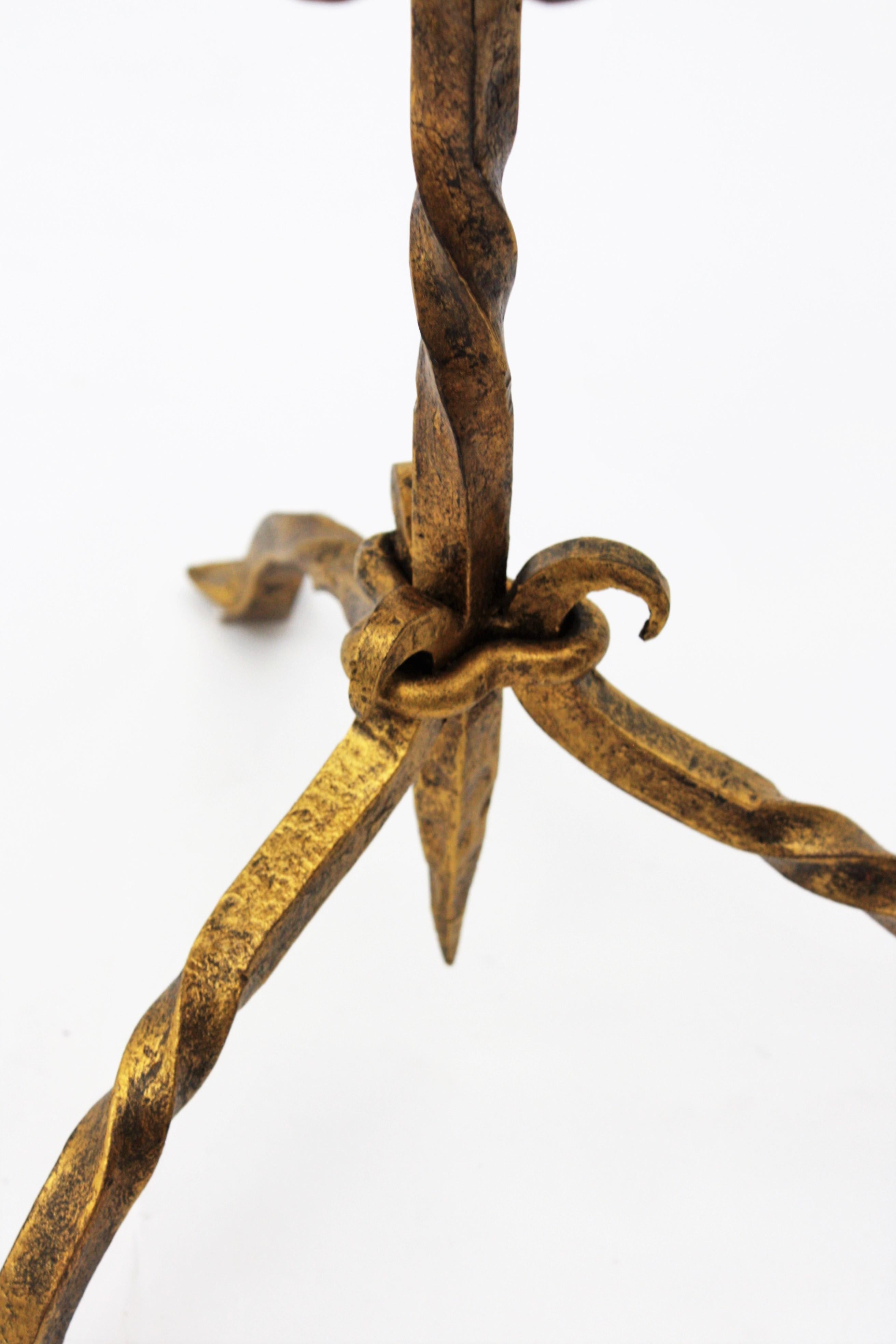 Spanish Tripod Planter in Gilt Wrought Iron 7