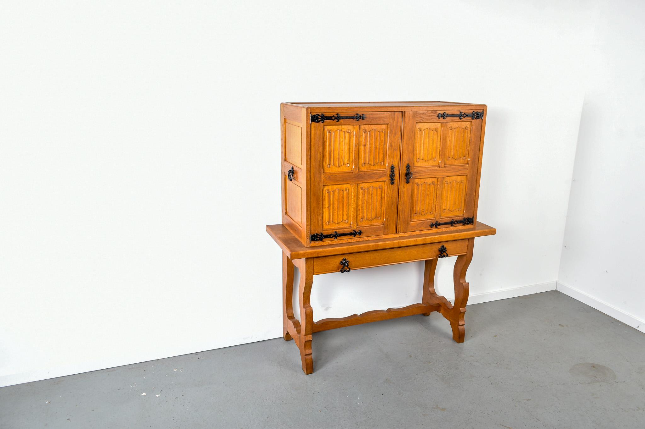 Spanish mid century oak bar cabinet For Sale 1
