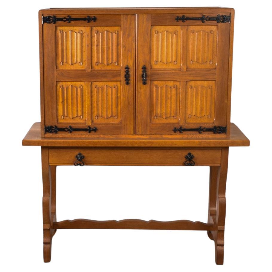 Spanish mid century oak bar cabinet For Sale