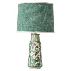 Spanish Mid-Century Punter Green Albarello Table Lamp — Mudéjar Revival