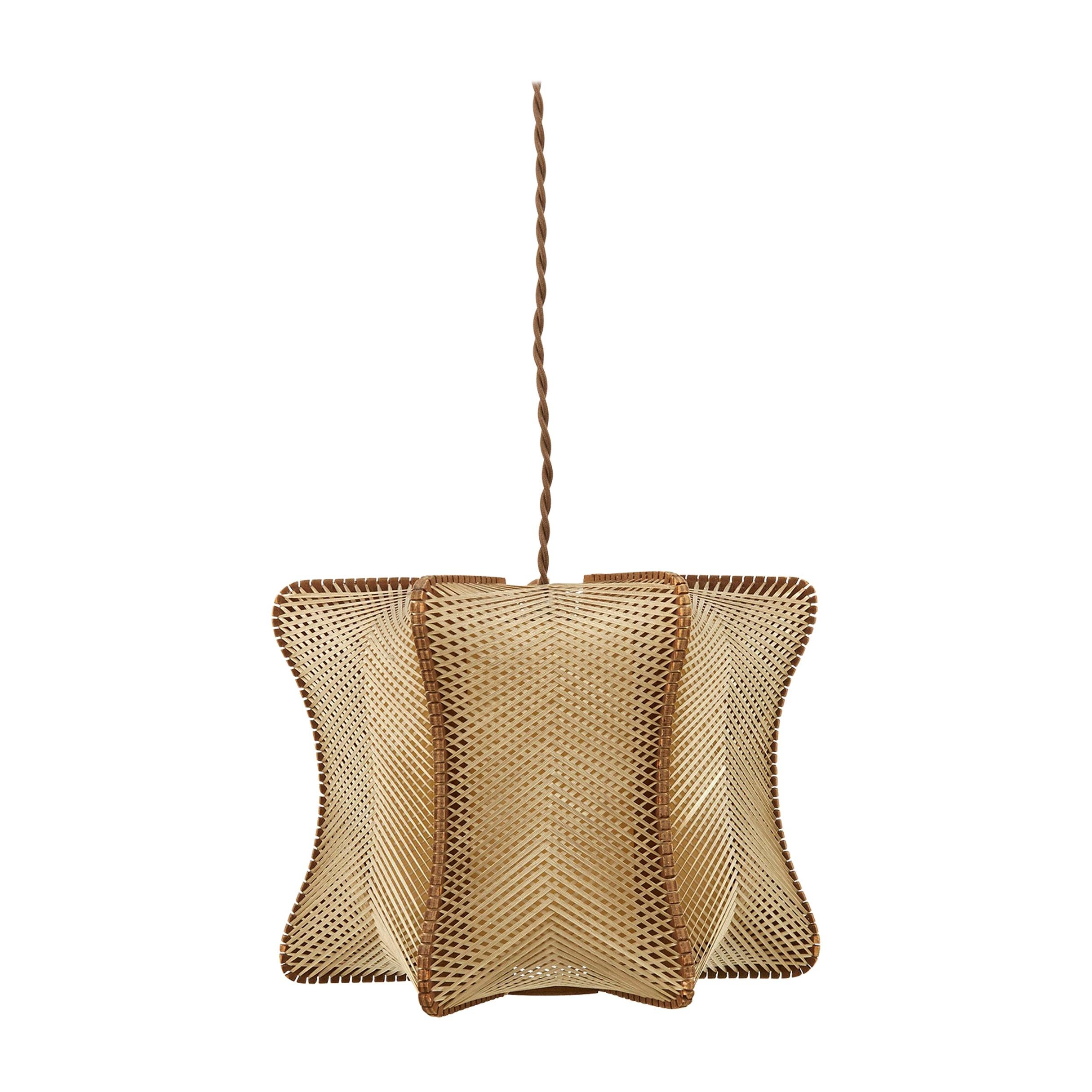 Spanish Midcentury Raffia Reed Pendant Light