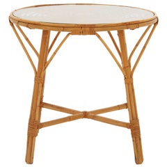 Spanish Midcentury Rattan and Bamboo Side Table