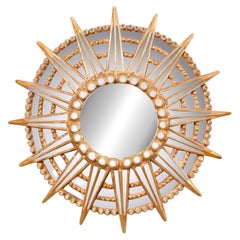 Spanischer Mid-Century-Spiegel „Sun“ in Goldtönen