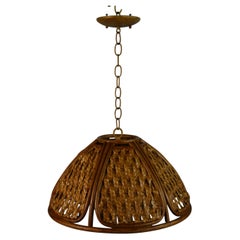 Spanish Mid Century Wicker and Rattan Pendant