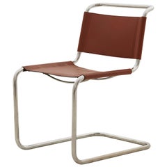 Spanish Midcentury Chrome and Leather Cantilever Chair