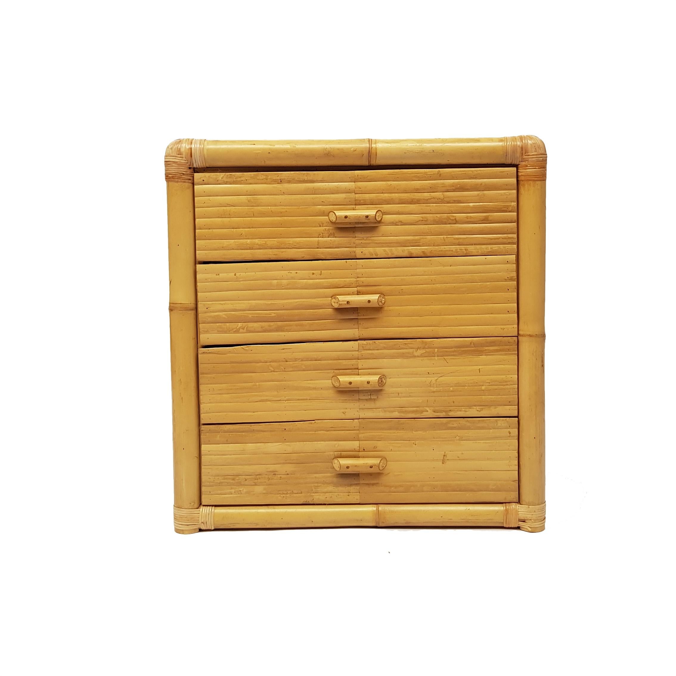 Great chest of drawers from a series of beautiful southern European bamboo furniture.