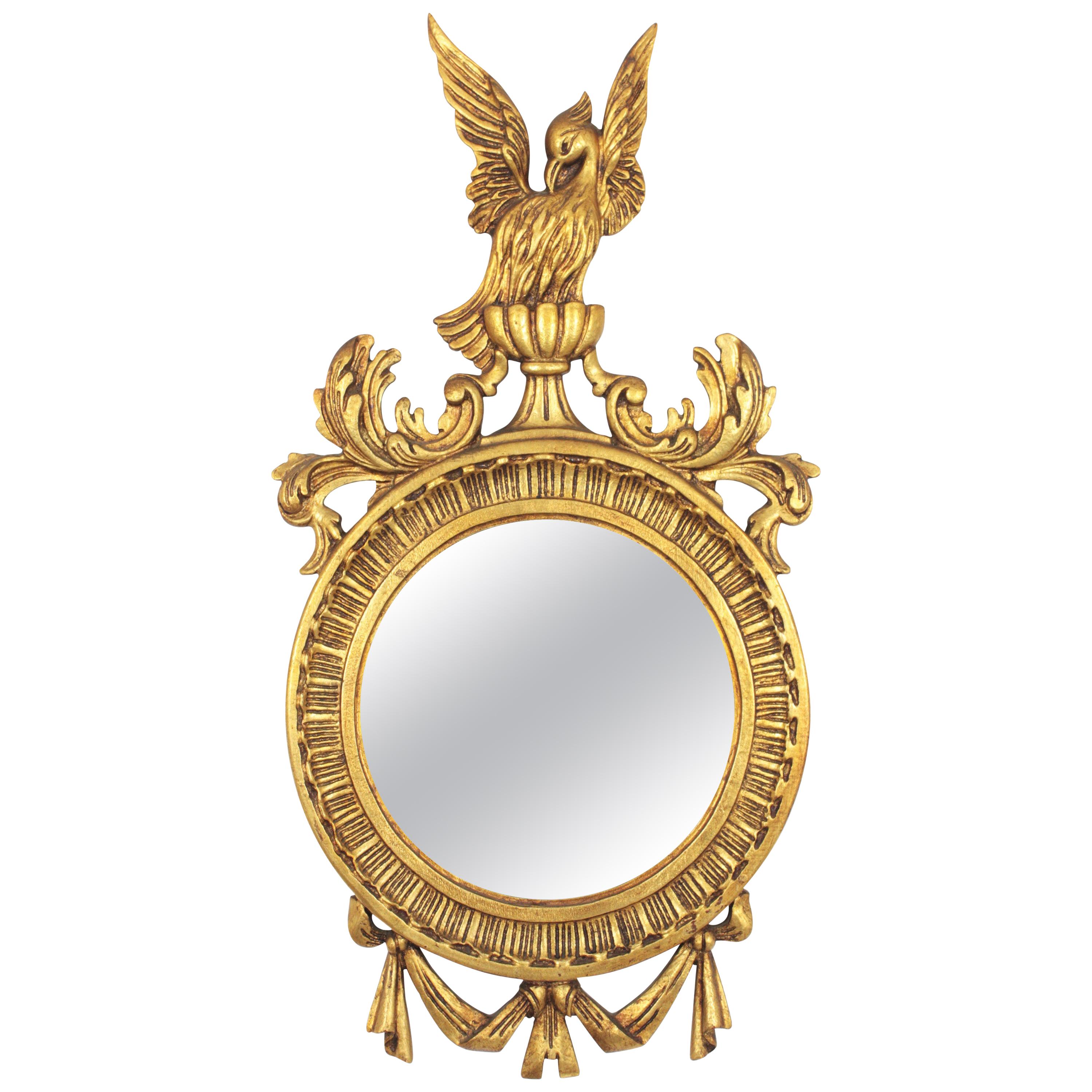 Spanish Midcentury Francisco Hurtado Ornamental Regency Carved Giltwood Mirror