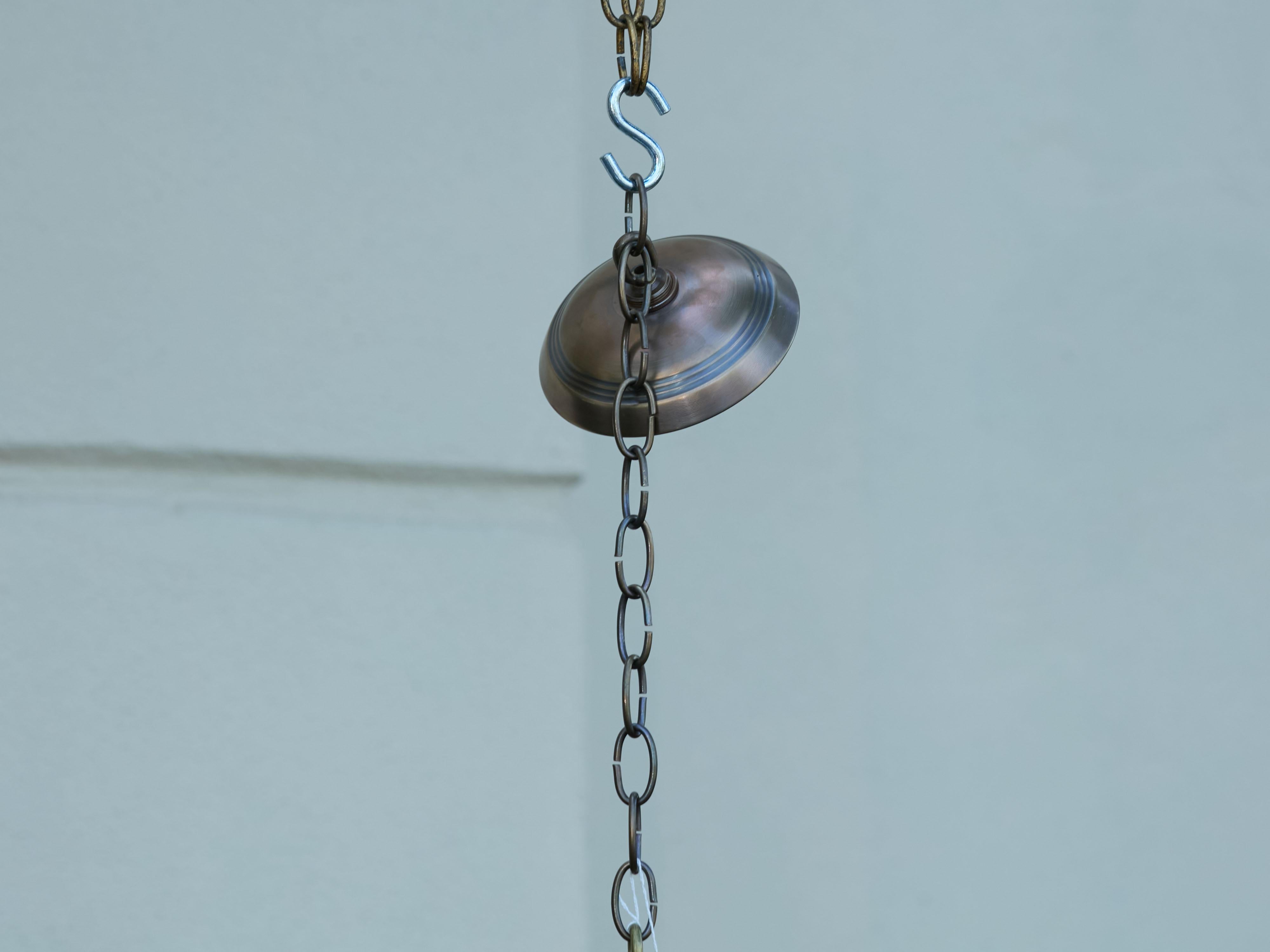 Spanish Midcentury Gilt Metal Crown Chandelier with Elongated Leaves, US Wired For Sale 5