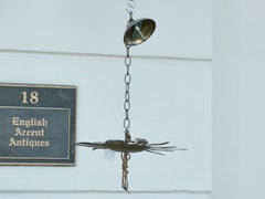 Spanish Midcentury Gilt Metal Sunburst Light Fixture with Wavy Rays, US Wired