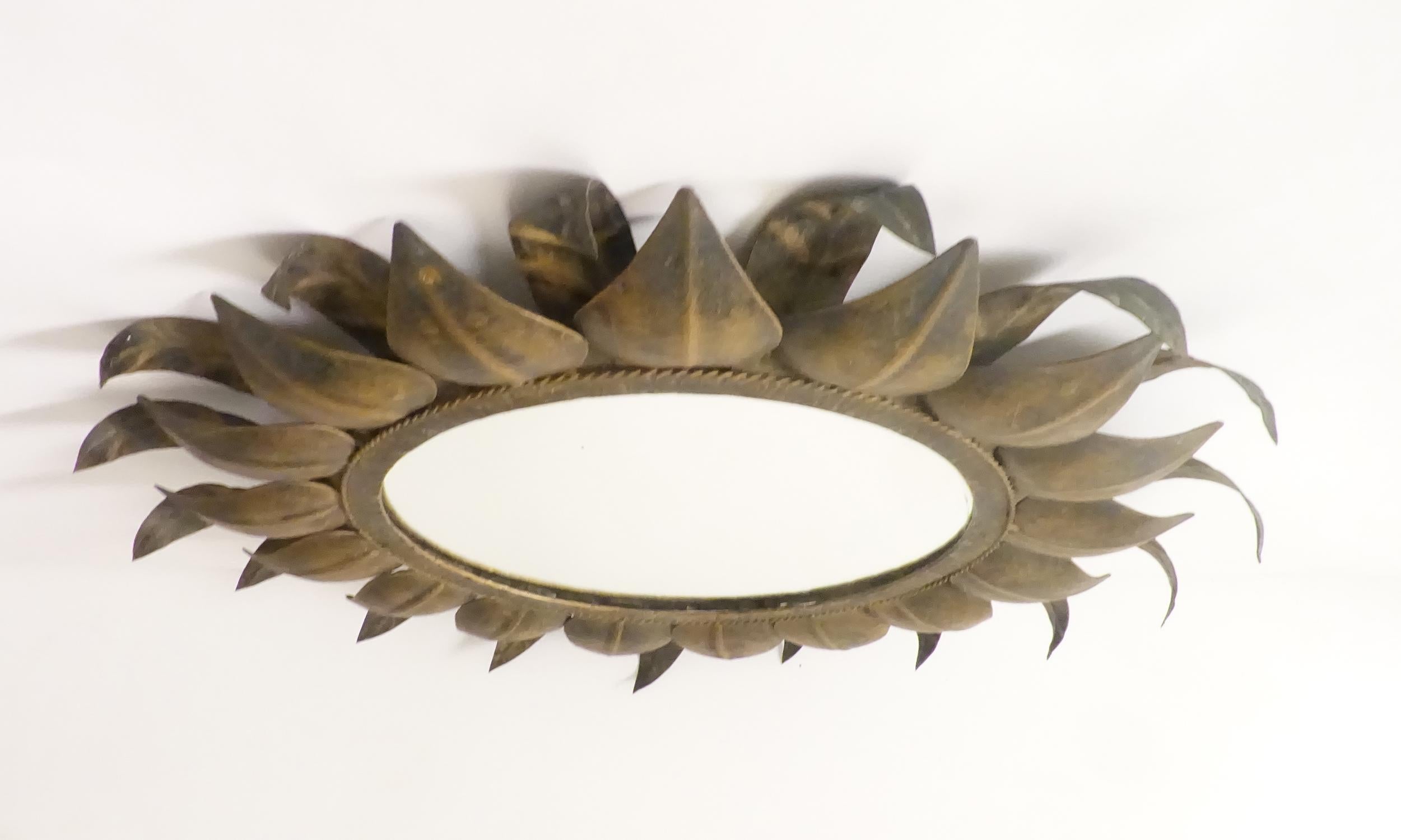 Spanish midcentury round metal mirror, 'circa 1960s For Sale 1
