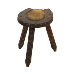 Spanish Milk Stool Brutalist Tripod Stool Solid Wood