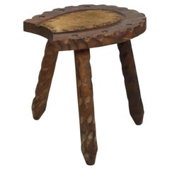 Spanish Milk Stool Brutalist Tripod Stool Solid Wood