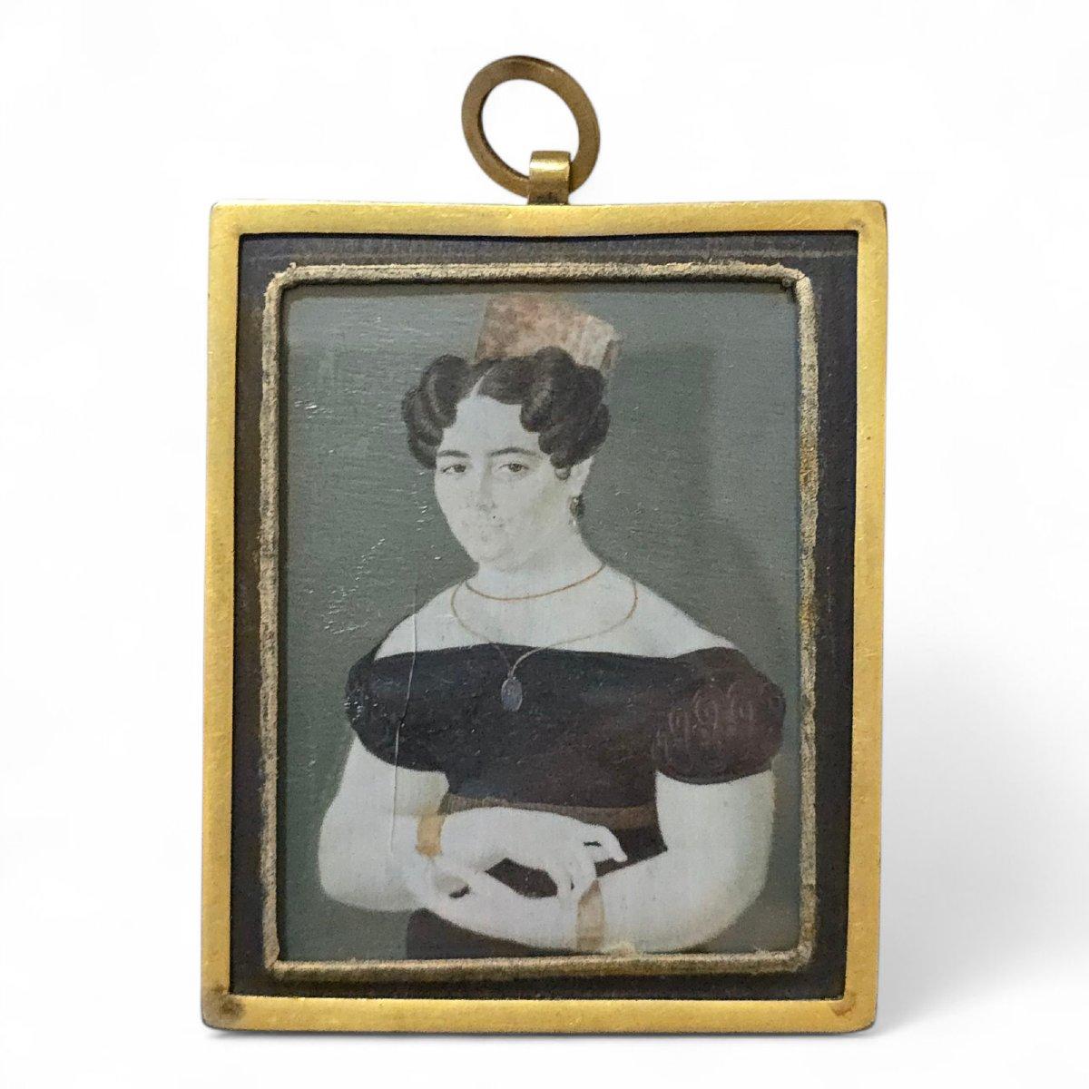 Romantique Portrait miniature espagnol - 19e siècle en vente