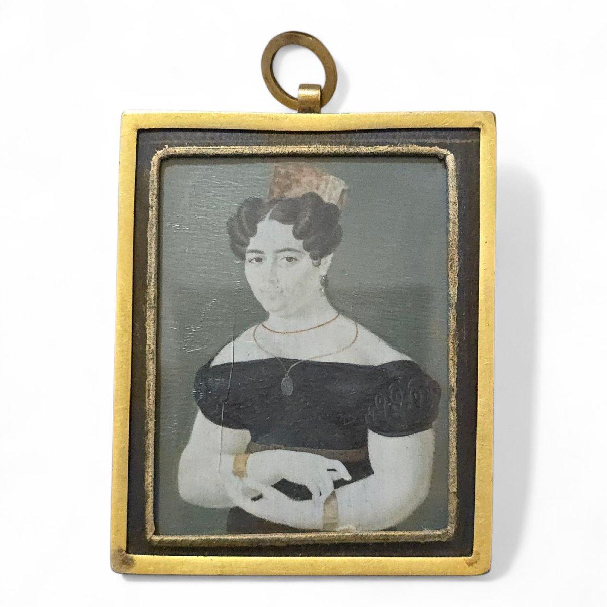 XIXe siècle Portrait miniature espagnol - 19e siècle en vente
