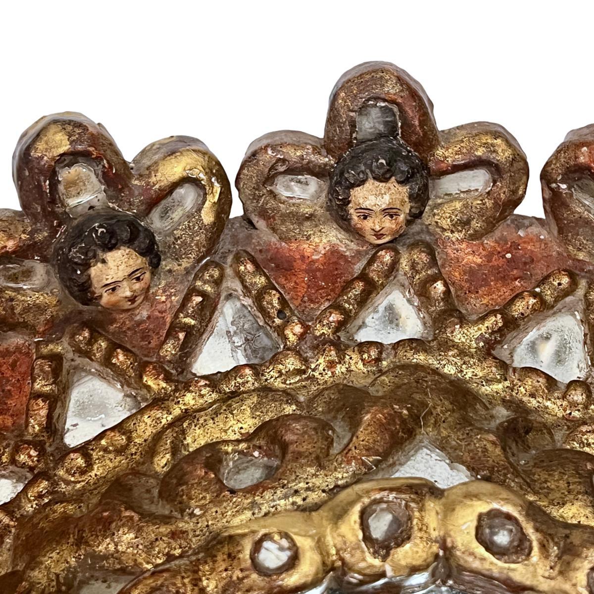Espagnol Miroir espagnol avec des anges en vente