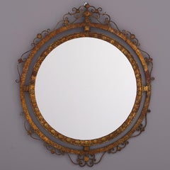 Spanish Mirror with Round Gilt Iron Fancy Double Edge Frame