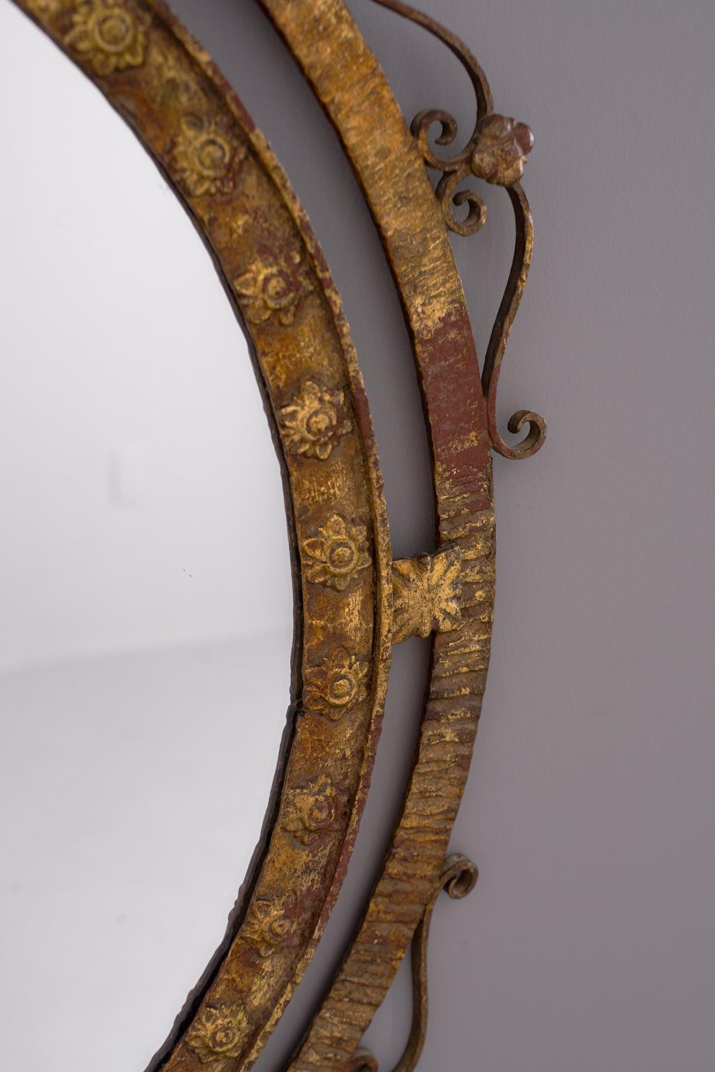 Spanish Mirror with Round Gilt Iron Fancy Double Edge Frame 2