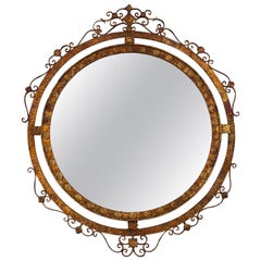 Spanish Mirror with Round Gilt Iron Fancy Double Edge Frame