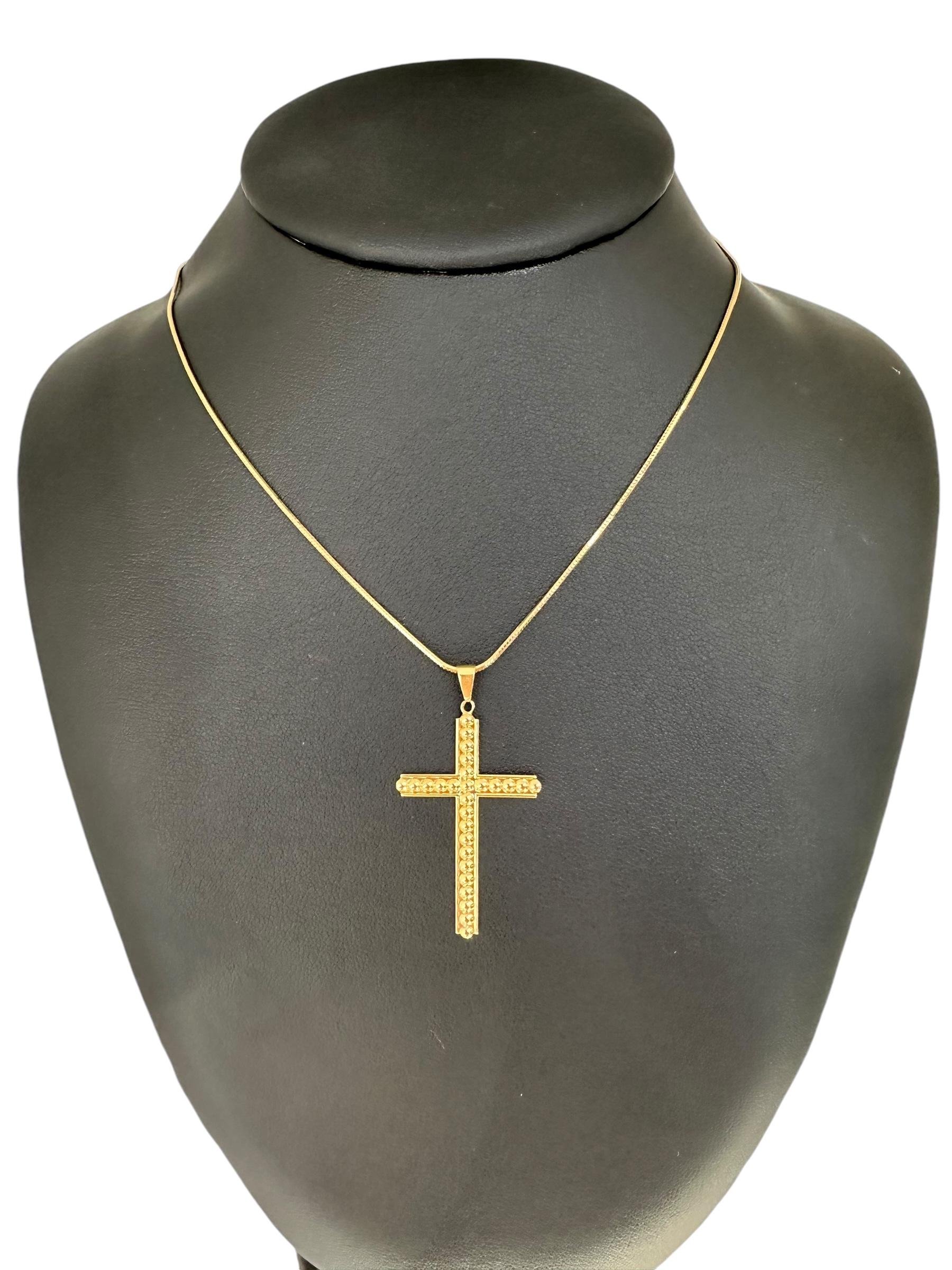 Croix bulle moderne espagnole en or jaune 18 carats en vente 2