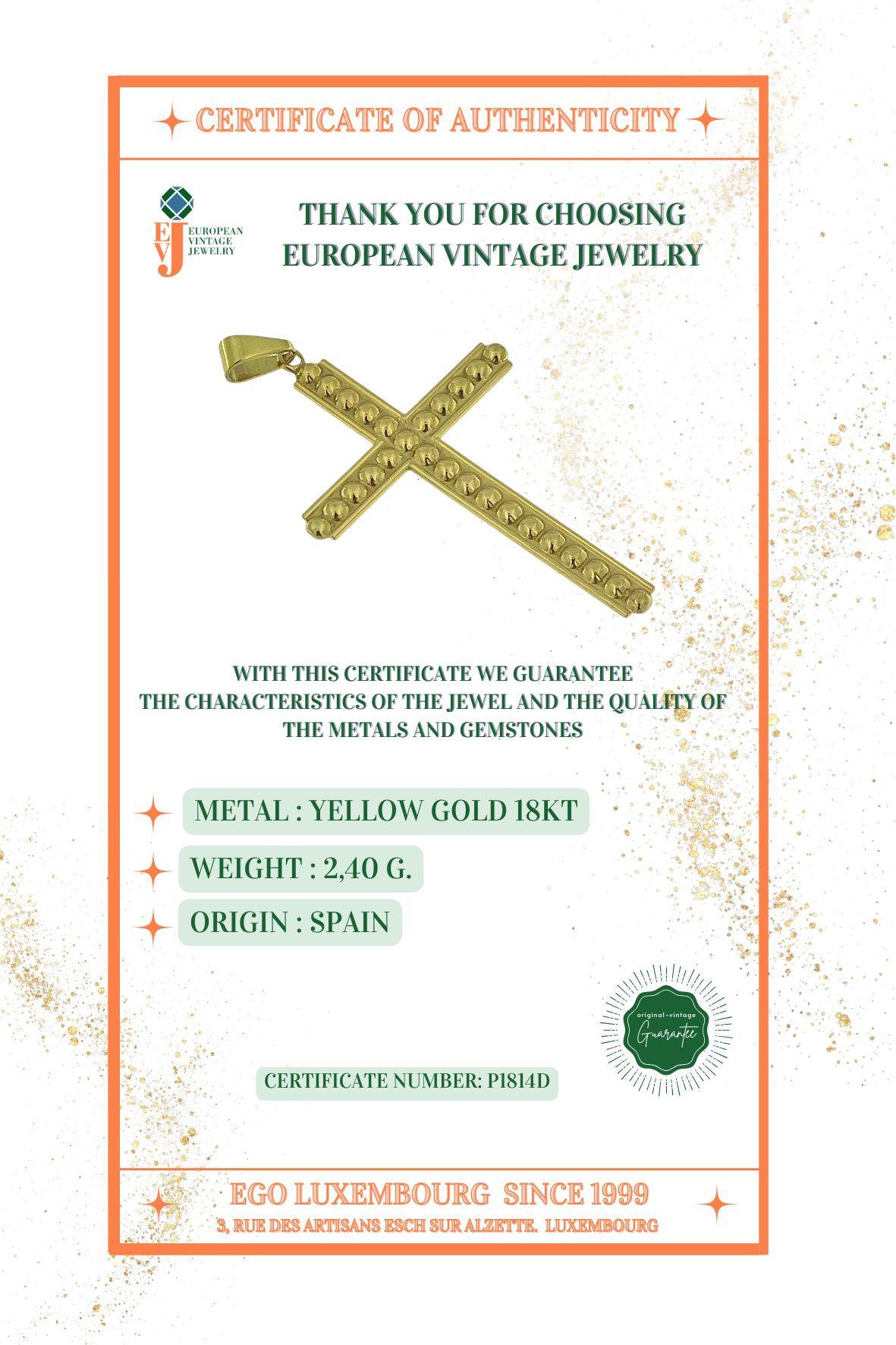 Croix bulle moderne espagnole en or jaune 18 carats en vente 4
