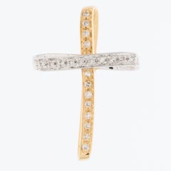 Spanish Modern Cross 18kt Yellow and White Gold with Diamonds
