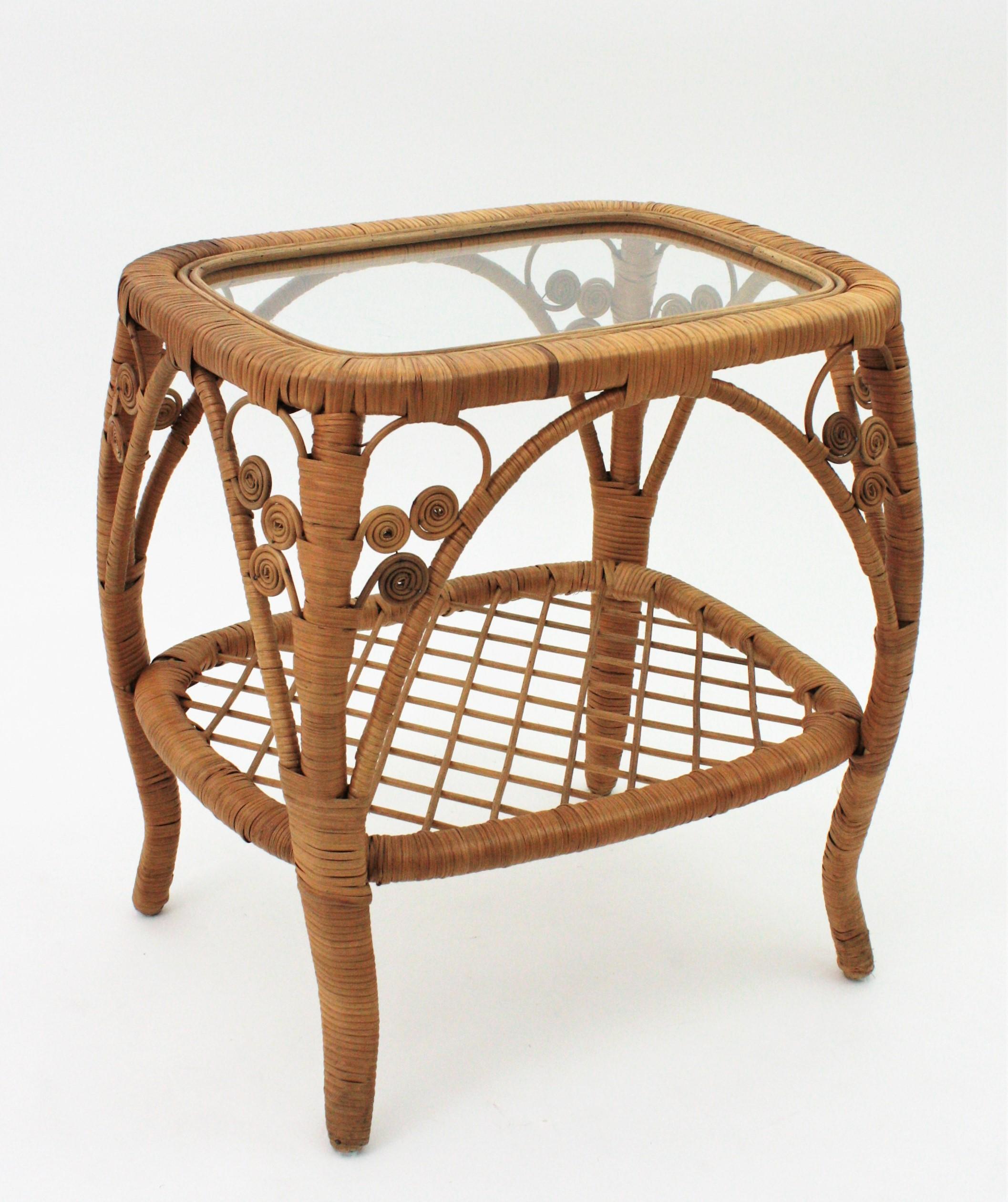 small rattan side table