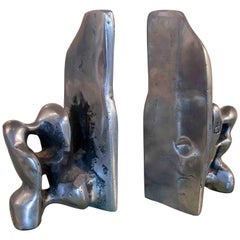 Spanish Modern Style aluminum Bookends by the Artist David Marshall